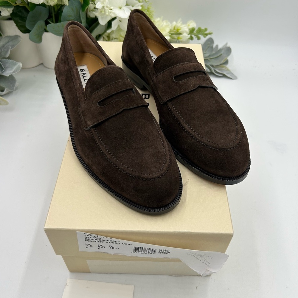 Men's Bally CHARNEY suede penny loafers size 7.5 US - Picture 2 of 9